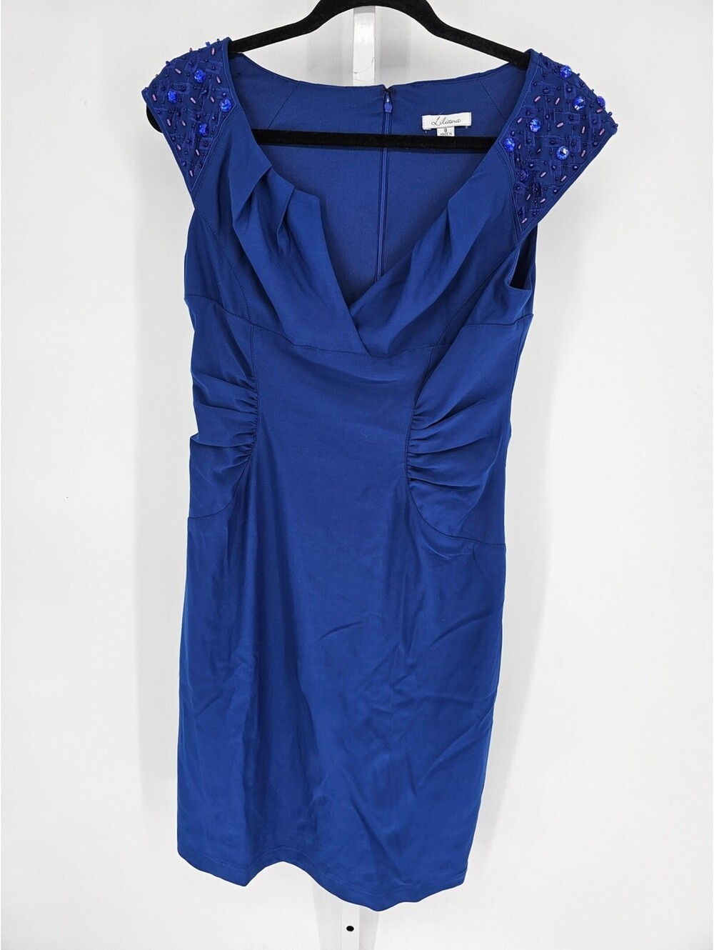 Liliana Women's Blue Cap Sleeve Knee-Length Sequin Party Cocktail Dress Size 8